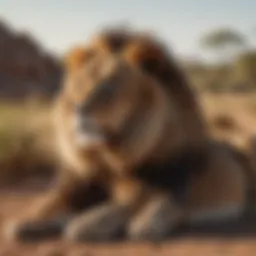 Majestic lion resting under the African sun
