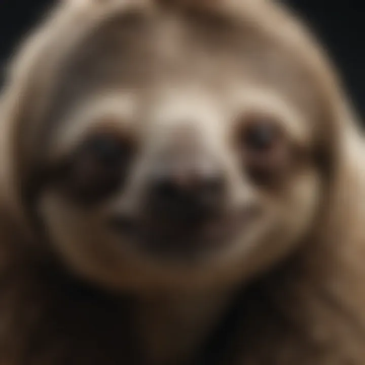 A close-up of a sloth's claws and fur