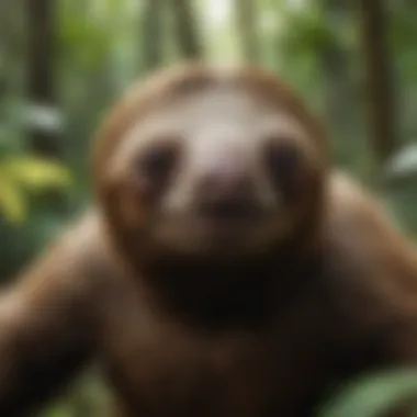 Visual representation of threats to sloths, including deforestation