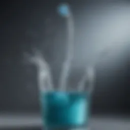 Close-up view of mouthwash swirling in a glass