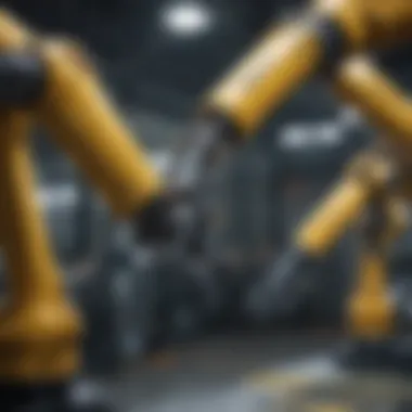 An automatic robotic arm in action within a manufacturing facility