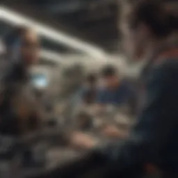 Diverse workplace featuring individuals with varying abilities collaborating