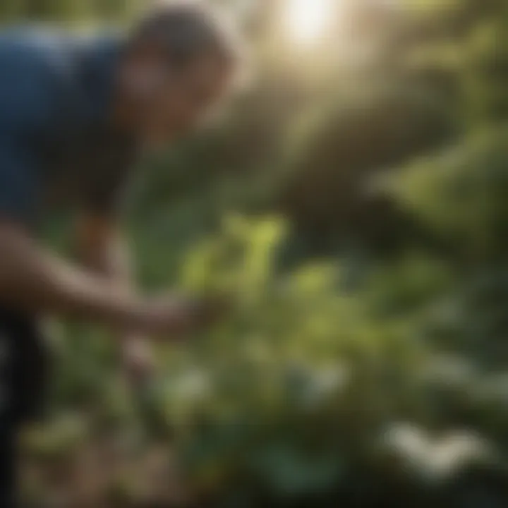 Physical removal of Japanese Knotweed from a garden