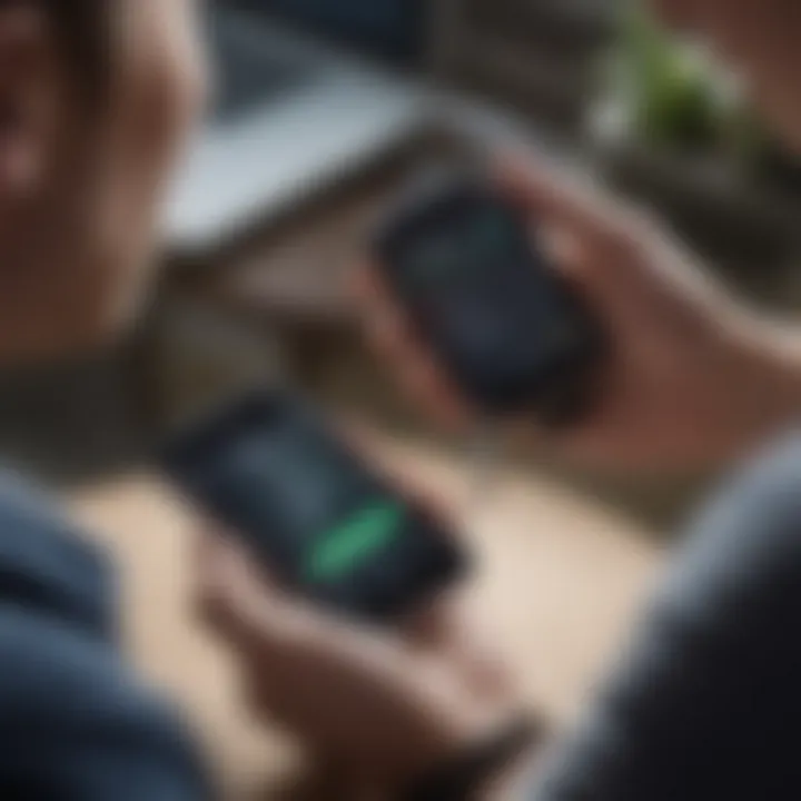 User interacting with mobile health application