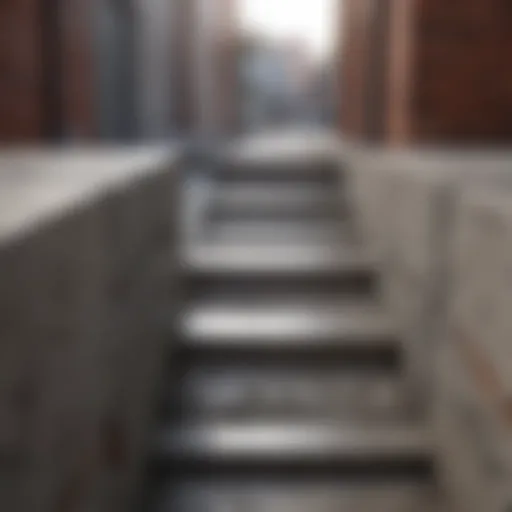 Close-up of concrete and brick interlocking structure