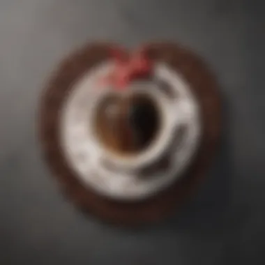 Heart Health and Coffee An anatomical heart with coffee beans surrounding it, representing the interaction between heart health and coffee