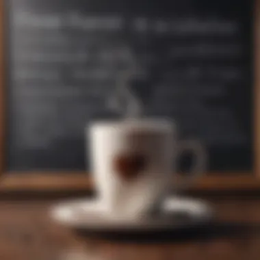 Research findings displayed on a chalkboard regarding caffeine and cardiovascular health