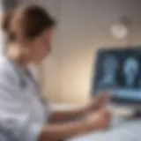 A futuristic depiction of telemedicine in action, showcasing a patient consultation through a digital device.