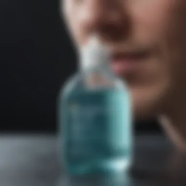 Exploring the Connection: Mouthwash and Dandruff Treatment Close-up of mouthwash bottle and dandruff shampoo