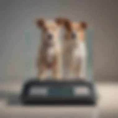 A symbolic representation of ethical dilemmas in animal care, featuring a balance scale with a dog on one side.