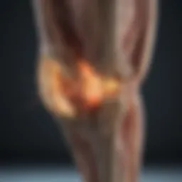 Anatomical illustration of knee joint highlighting nerve pathways