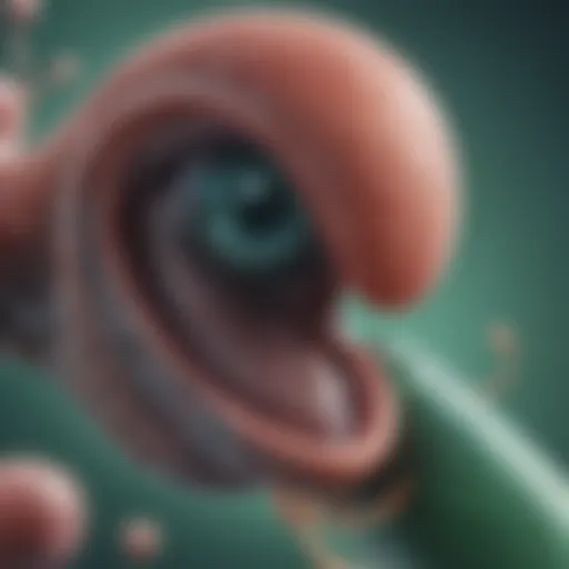 Illustration of Helicobacter pylori bacteria under a microscope