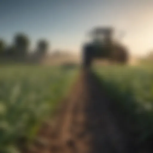 Close-up of herbicide application in a field