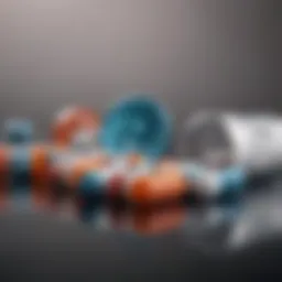 An illustration of various pills and capsules designed for erectile dysfunction treatment