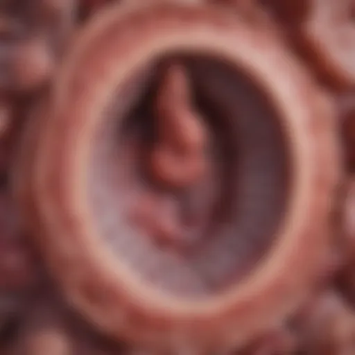 Illustration of the intestinal wall showing pathology