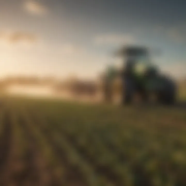 Farmers applying fertilizer to soybean fields