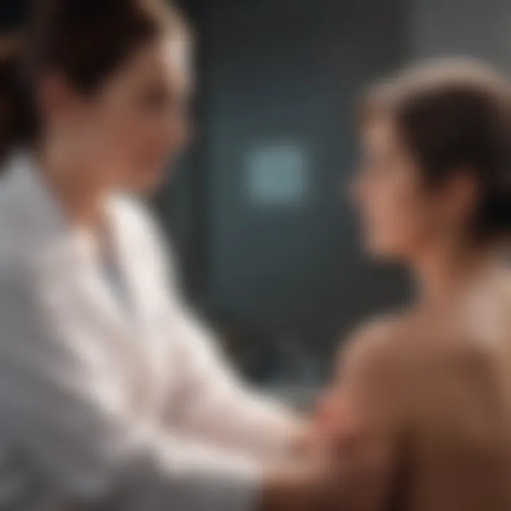 Patient consultation discussing psoriasis treatment options