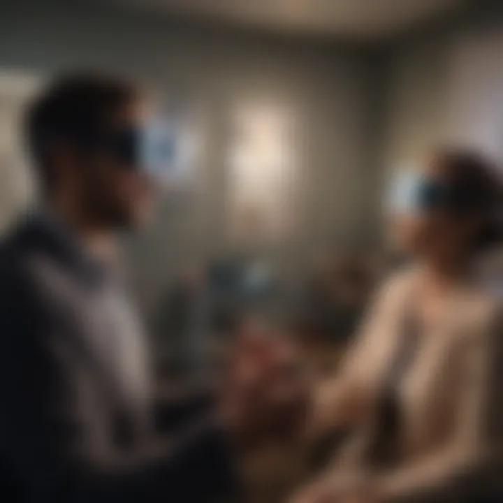 Therapist guiding a patient through virtual reality treatment