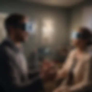 Guidance in Virtual Therapy Therapist guiding a patient through virtual reality treatment