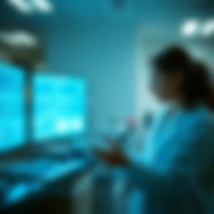 Innovative Research in PTSD A researcher examining data in a lab setting