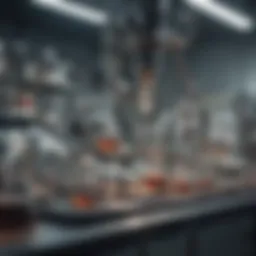 A small laboratory bustling with activity, showcasing researchers engaged in innovative scientific experiments.