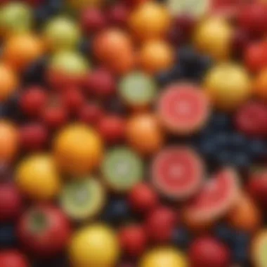 Vibrant Fruits Packed with Vitamins A selection of colorful fruits high in essential vitamins