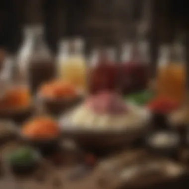 Traditional Fermented Foods An assortment of traditional fermented foods on a table