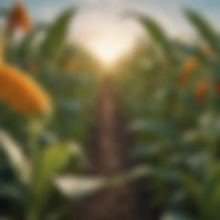 A close-up view of vibrant GMO crops in a field showcasing diversity and health