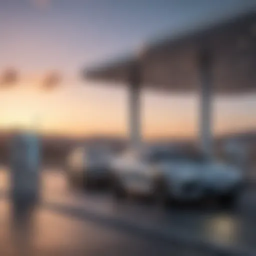 Hydrogen refueling station with vehicles