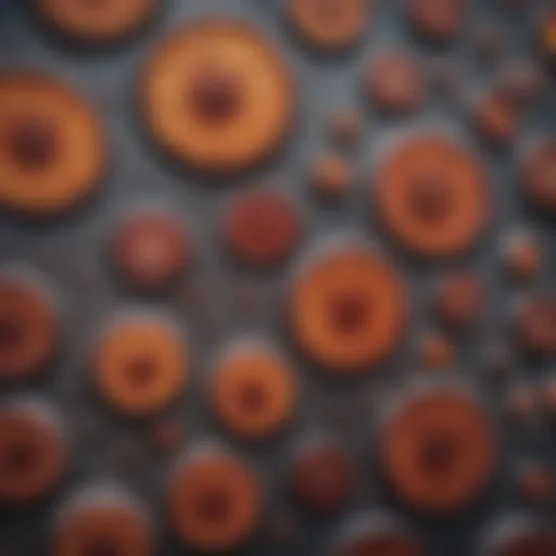 Microscopic view showcasing immunohistochemistry staining patterns