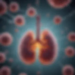 Conceptual illustration of lung cancer cells