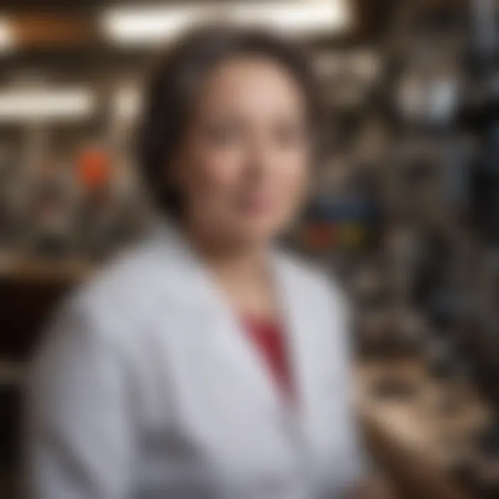 Portrait of Lynn Margulis in her research environment