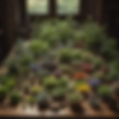 Diversity of Medicinal Herbs A diverse array of medicinal herbs displayed on a wooden table