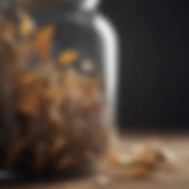 Dried Herbal Leaves Close-up of dried herbal leaves in a glass jar