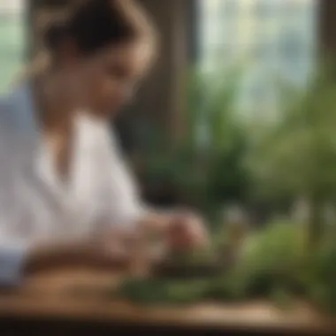 Contemporary Herbal Consultation A modern herbalist consulting with a patient