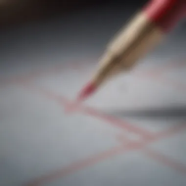 Precision in Editing: The Power of Corrections A close-up view of a red pen marking corrections on a paper