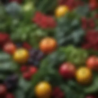 Nitrate-Rich Leafy Greens and Fruits Vibrant display of nitrate-rich leafy greens and colorful fruits