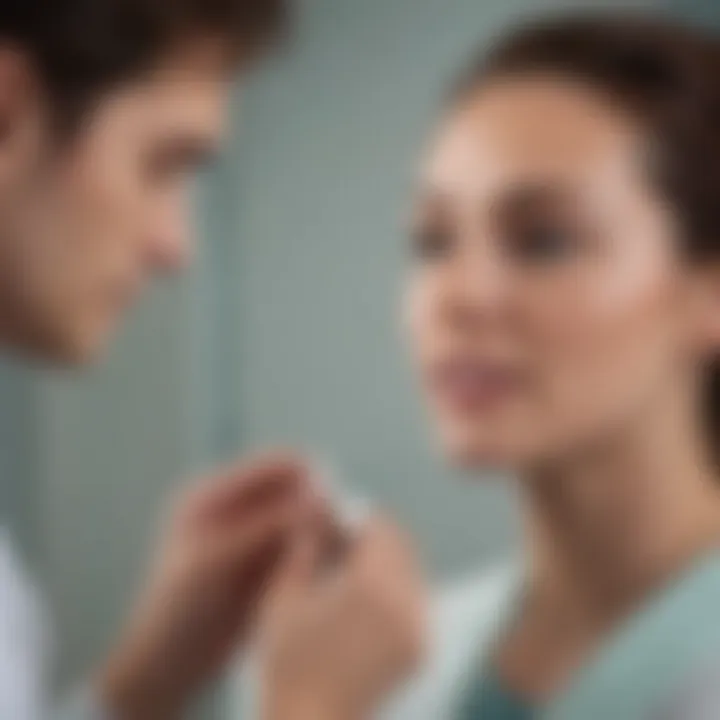 Visual of a dermatologist consulting with a patient regarding treatment options