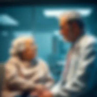 An elderly couple discussing health concerns with a doctor
