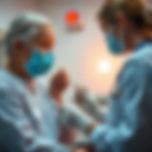 Nurse Administering Pneumococcal Vaccine A nurse administering a vaccine to an elderly individual