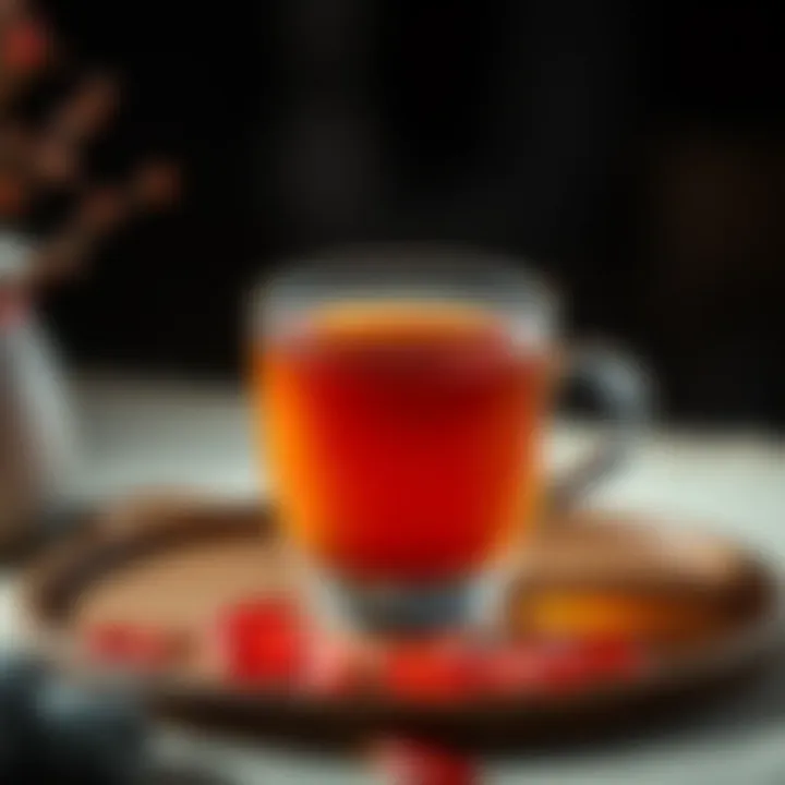 Infusing the Essence of Red Korean Ginseng A serene herbal tea preparation illustrating the infusion of red Korean ginseng