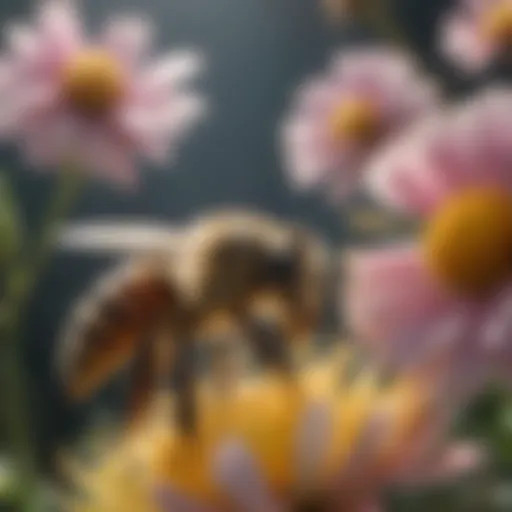 A survey bee collecting pollen from a flower
