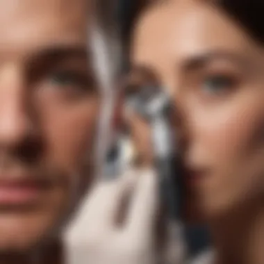 Dermatoscope Examination for Early Detection A healthcare professional examining a patient's skin with a dermatoscope