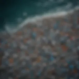 Aerial view of plastic waste in the ocean