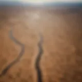 Aerial view of a drought-stricken landscape