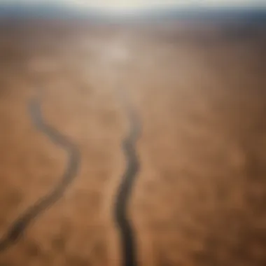 Aerial view of a drought-stricken landscape