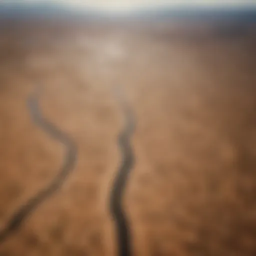 Aerial view of a drought-stricken landscape