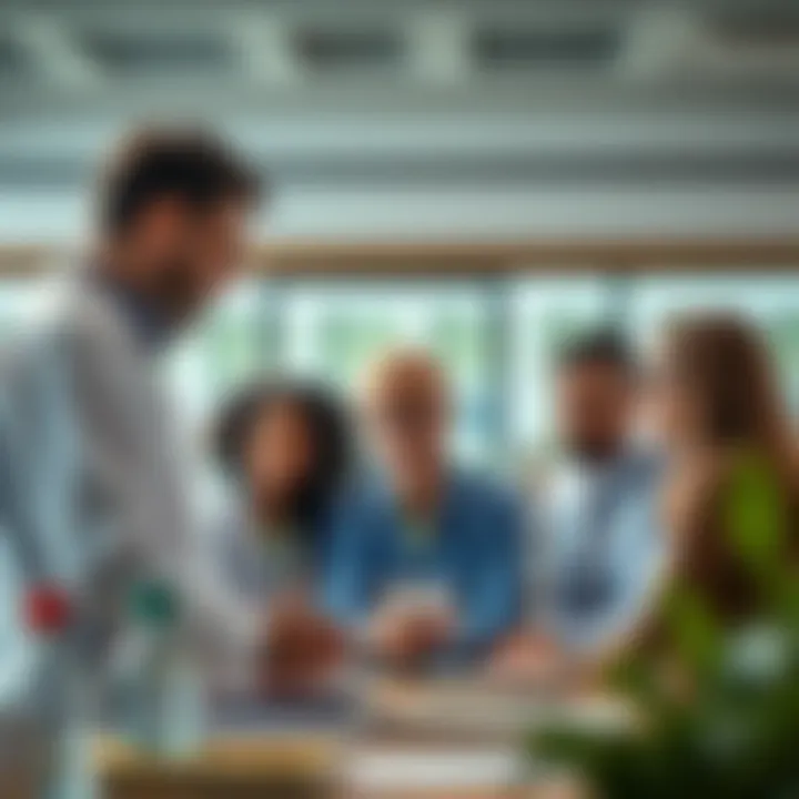 A diverse group of educators discussing findings from scientific journals in a collaborative environment