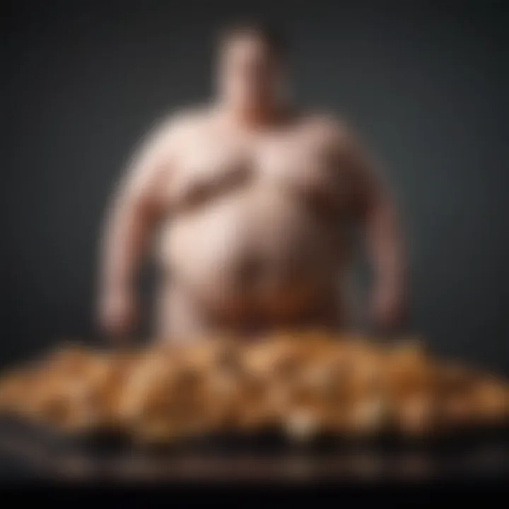 A conceptual image illustrating the psychological consequences of obesity