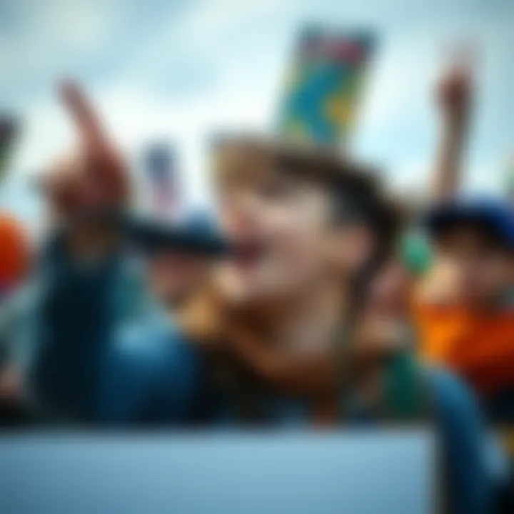 Young activist delivering a speech at a climate rally